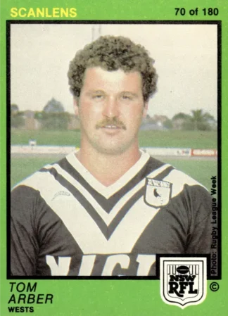 1982 Scanlens Common Card - Base 070 Tom Arber Western Suburbs Magpies