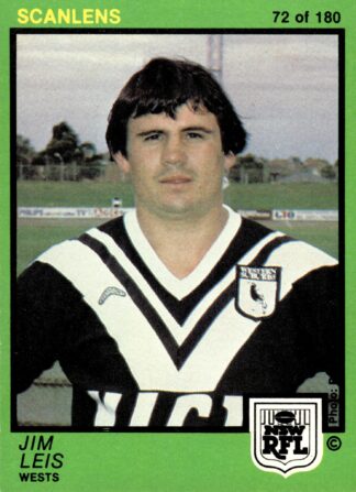 1982 Scanlens Common Card - Base 072 Jim Leis Western Suburbs Magpies
