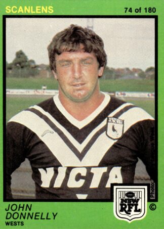 1982 Scanlens Common Card - Base 074 John Donnelly Western Suburbs Magpies