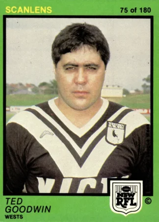 1982 Scanlens Common Card - Base 075 Ted Goodwin Western Suburbs Magpies