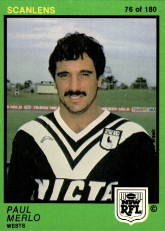 1982 Scanlens Common Card - Base 076 Paul Merlo Western Suburbs Magpies