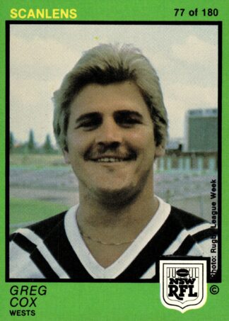 1982 Scanlens Common Card - Base 077 Greg Cox Western Suburbs Magpies