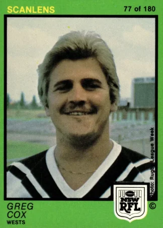 1982 Scanlens Common Card - Base 077 Greg Cox Western Suburbs Magpies