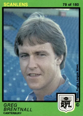1982 Scanlens Common Card - Base 079 Greg Brentnall Canterbury Bulldogs