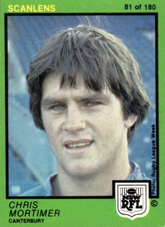 1982 Scanlens Common Card - Base 081 Chris Mortimer Canterbury Bulldogs