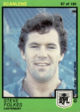 1982 Scanlens Common Card - Base 087 Steve Folkes Canterbury Bulldogs