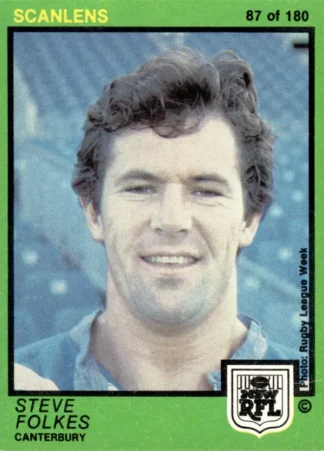 1982 Scanlens Common Card - Base 087 Steve Folkes Canterbury Bulldogs