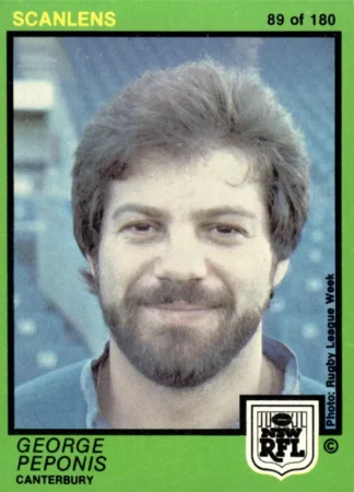 1982 Scanlens Common Card - Base 089 George Peponis Canterbury Bulldogs