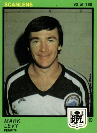 1982 Scanlens Common Card - Base 092 Mark Levy Penrith Panthers