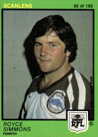1982 Scanlens Common Card - Base 095 Royce Simmons Penrith Panthers