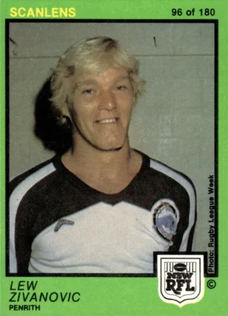 1982 Scanlens Common Card - Base 096 Lew Zivanovic Penrith Panthers