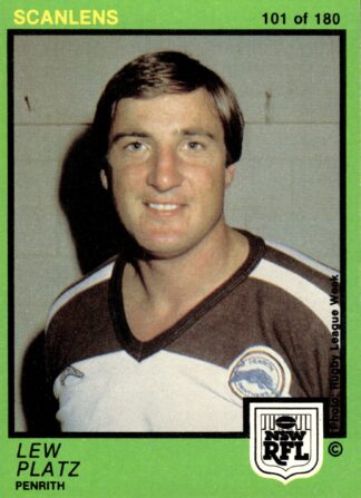 1982 Scanlens Common Card - Base 101 Lew Platz Penrith Panthers