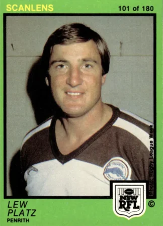 1982 Scanlens Common Card - Base 101 Lew Platz Penrith Panthers