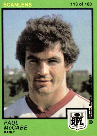 1982 Scanlens Common Card - Base 113 Paul McCabe Manly Sea Eagles