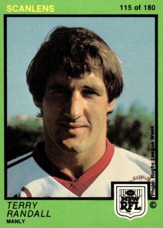 1982 Scanlens Common Card - Base 115 Terry Randall Manly Sea Eagles