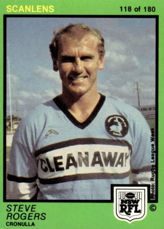 1982 Scanlens Common Card - Base 118 Steve Rogers Cronulla Sharks