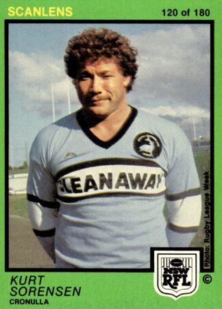 1982 Scanlens Common Card - Base 120 Kurt Sorensen Cronulla Sharks