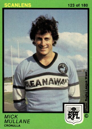 1982 Scanlens Common Card - Base 123 Mick Mullane Cronulla Sharks