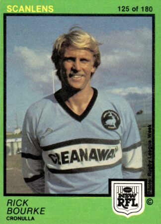 1982 Scanlens Common Card - Base 125 Rick Bourke Cronulla Sharks