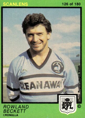 1982 Scanlens Common Card - Base 126 Rowland Beckett Cronulla Sharks