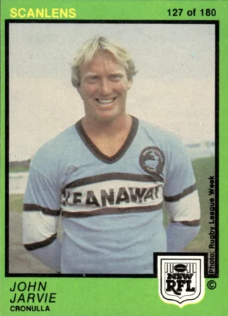 1982 Scanlens Common Card - Base 127 John Jarvie Cronulla Sharks