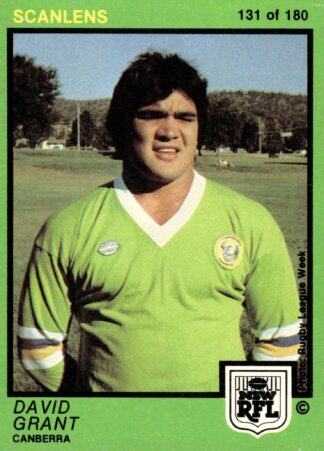 1982 Scanlens Common Card - Base 131 David Grant Canberra Raiders