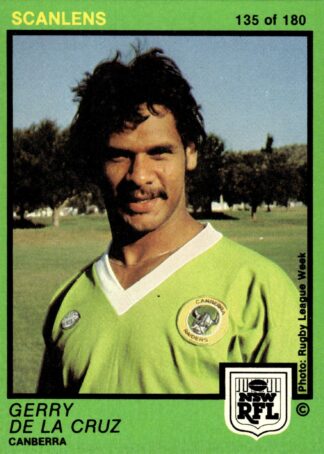 1982 Scanlens Common Card - Base 135 Gerry De La Cruz Canberra Raiders