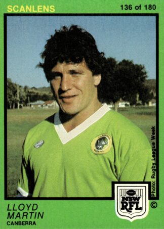 1982 Scanlens Common Card - Base 136 Lloyd Martin Canberra Raiders