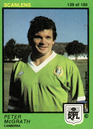1982 Scanlens Common Card - Base 139 Peter McGrath Canberra Raiders