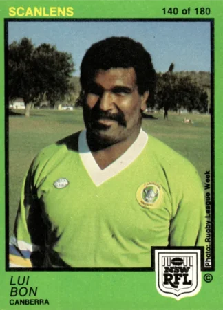 1982 Scanlens Common Card - Base 140 Lui Bon Canberra Raiders