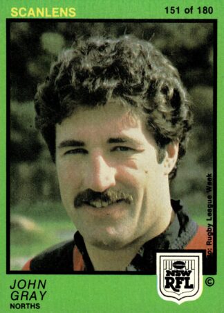 1982 Scanlens Common Card - Base 151 John Gray North Sydney Bears