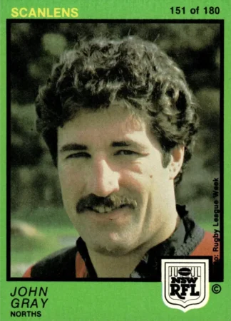 1982 Scanlens Common Card - Base 151 John Gray North Sydney Bears