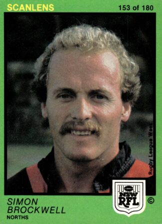 1982 Scanlens Common Card - Base 153 Simon Brockwell North Sydney Bears