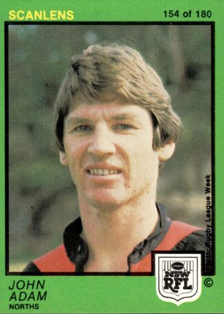 1982 Scanlens Common Card - Base 154 John Adam North Sydney Bears