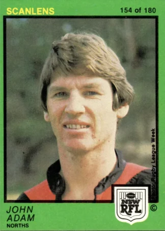 1982 Scanlens Common Card - Base 154 John Adam North Sydney Bears