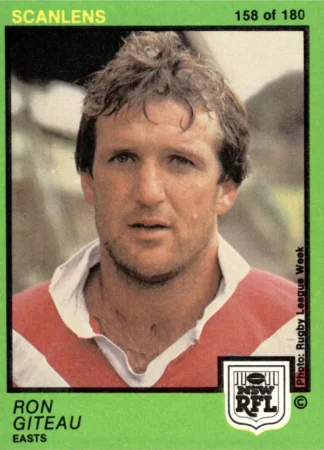 1982 Scanlens Common Card - Base 158 Ron Giteau Eastern Suburbs Roosters