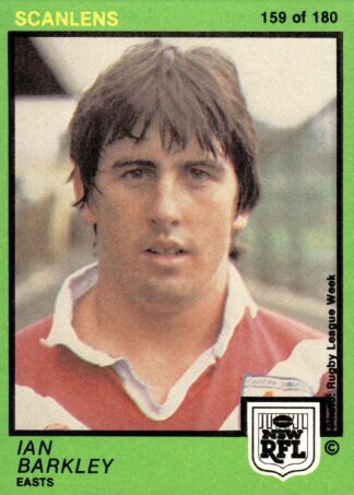 1982 Scanlens Common Card - Base 159 Ian Barkley Eastern Suburbs Roosters