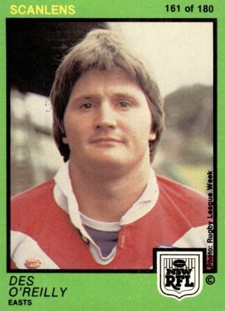 1982 Scanlens Common Card - Base 161 Des O'Reilly Eastern Suburbs Roosters
