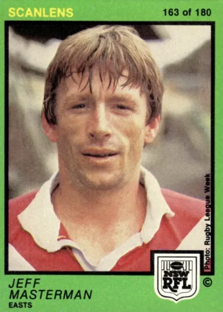 1982 Scanlens Common Card - Base 163 Jeff Masterman Eastern Suburbs Roosters