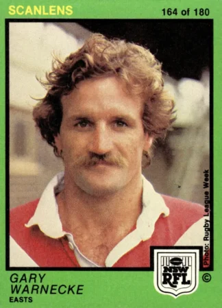 1982 Scanlens Common Card - Base 164 Gary Warnecke Eastern Suburbs Roosters