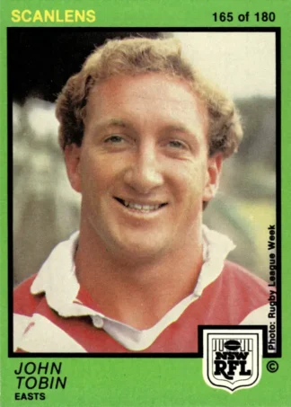 1982 Scanlens Common Card - Base 165 John Tobin Eastern Suburbs Roosters