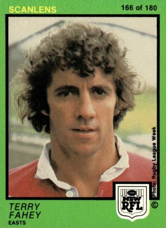 1982 Scanlens Common Card - Base 166 Terry Fahey Eastern Suburbs Roosters