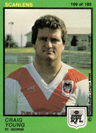 1982 Scanlens Common Card - Base 169 Craig Young St George Dragons