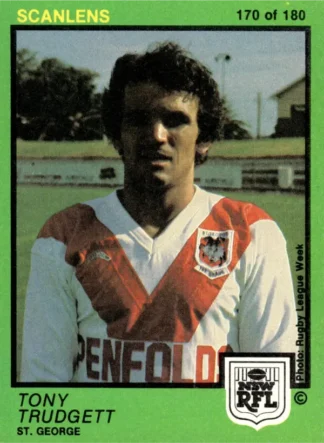 1982 Scanlens Common Card - Base 170 Tony Trudgett St George Dragons