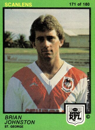 1982 Scanlens Common Card - Base 171 Brian Johnston St George Dragons