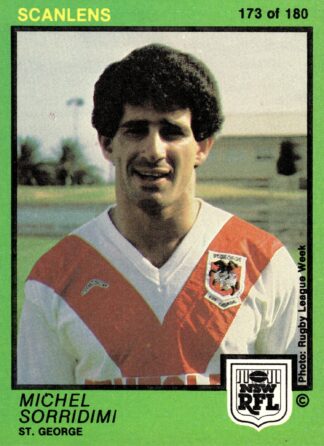 1982 Scanlens Common Card - Base 173 Michel Sorridimi St George Dragons