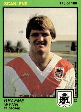1982 Scanlens Common Card - Base 175 Graeme Wynn St George Dragons
