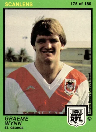 1982 Scanlens Common Card - Base 175 Graeme Wynn St George Dragons