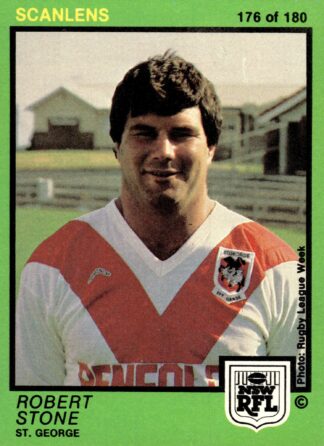 1982 Scanlens Common Card - Base 176 Robert Stone St George Dragons