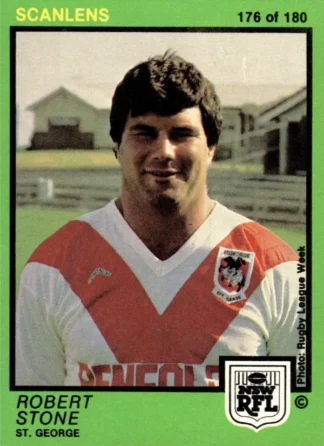 1982 Scanlens Common Card - Base 176 Robert Stone St George Dragons